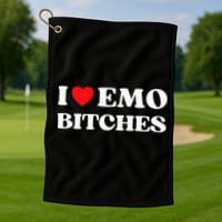 I Heart Emo Bitches Funny Quote Red Heart Emo Style Golf Towel