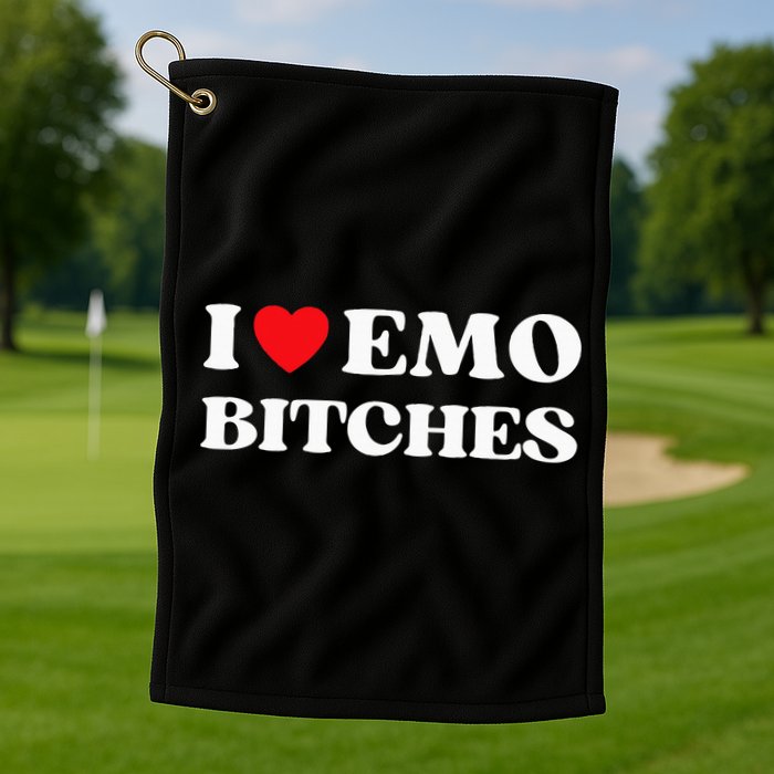I Heart Emo Bitches Funny Quote Red Heart Emo Style Golf Towel
