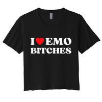 I Heart Emo Bitches Funny Quote Red Heart Emo Style Crop Top