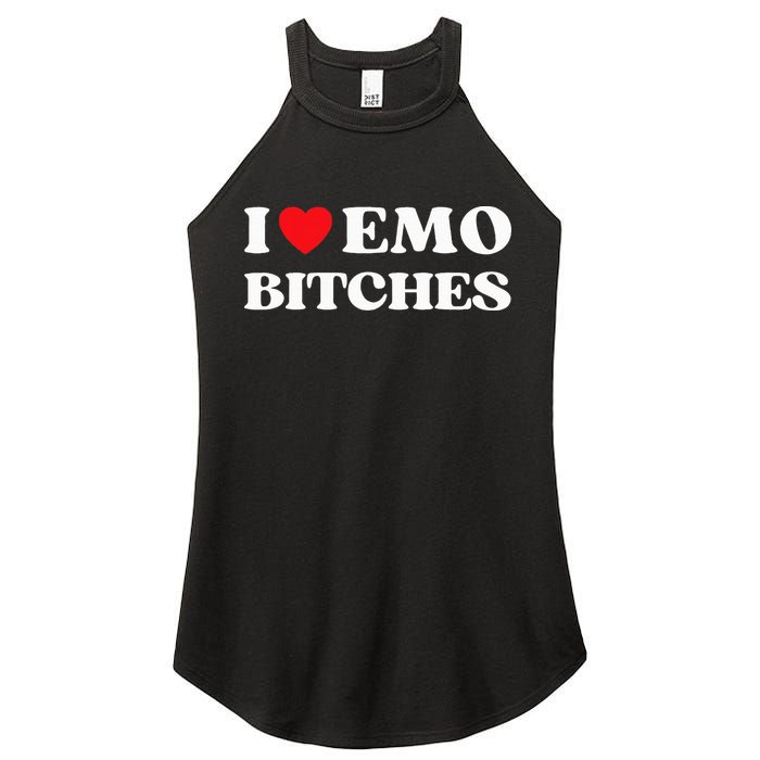 I Heart Emo Bitches Funny Quote Red Heart Emo Style Women's Perfect Tri Rocker Tank