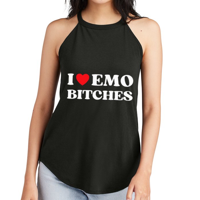 I Heart Emo Bitches Funny Quote Red Heart Emo Style Women's Perfect Tri Rocker Tank