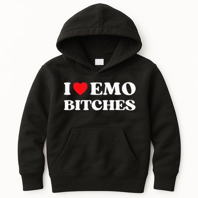 I Heart Emo Bitches Funny Quote Red Heart Emo Style Kids Hoodie