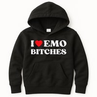I Heart Emo Bitches Funny Quote Red Heart Emo Style Kids Hoodie