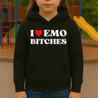 I Heart Emo Bitches Funny Quote Red Heart Emo Style Kids Hoodie