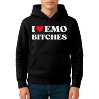 I Heart Emo Bitches Funny Quote Red Heart Emo Style Kids Hoodie