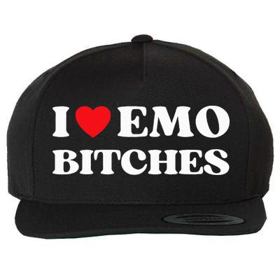 I Heart Emo Bitches Funny Quote Red Heart Emo Style Wool Snapback Cap