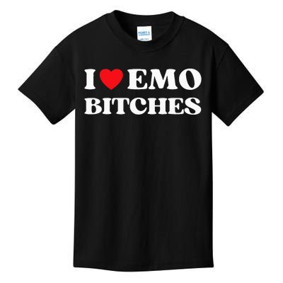 I Heart Emo Bitches Funny Quote Red Heart Emo Style Kids T-Shirt