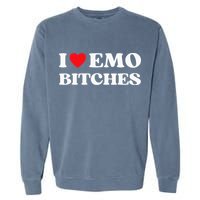 I Heart Emo Bitches Funny Quote Red Heart Emo Style Garment-Dyed Sweatshirt