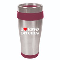 I Heart Emo Bitches Funny Quote Red Heart Emo Style 16oz Travel Tumbler