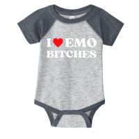 I Heart Emo Bitches Funny Quote Red Heart Emo Style Infant Baby Jersey Bodysuit