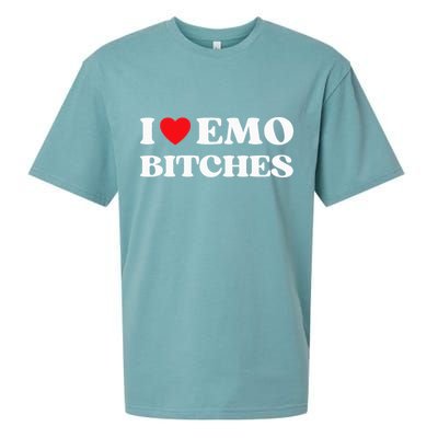 I Heart Emo Bitches Funny Quote Red Heart Emo Style Sueded Cloud Jersey T-Shirt