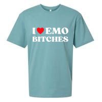 I Heart Emo Bitches Funny Quote Red Heart Emo Style Sueded Cloud Jersey T-Shirt