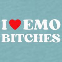 I Heart Emo Bitches Funny Quote Red Heart Emo Style Sueded Cloud Jersey T-Shirt
