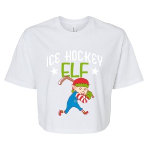 Ice Hockey Elf Funny Hockey Xmas Elve Costume Gift Cool Gift Bella+Canvas Jersey Crop Tee