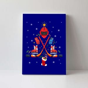 Ice Hockey Equipt Christmas Tree Snowflakes Festive Xmas Gift Canvas