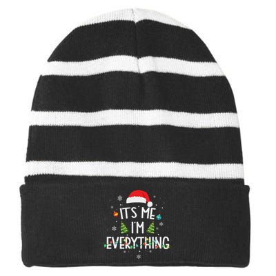 I Have Everything I Want For Christmas Its Me IM Everything Striped Beanie with Solid Band