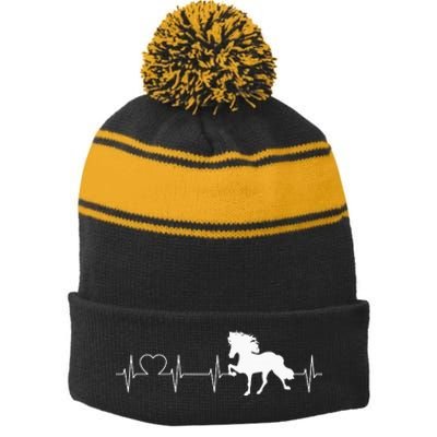 Icelandic Horse Evolution Horse funny racing Stripe Pom Pom Beanie