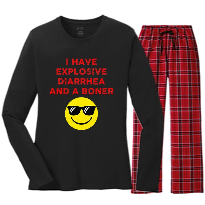 I Have Explosive Diarrhea And A Boner Women's Long Sleeve Flannel Pajama Set 