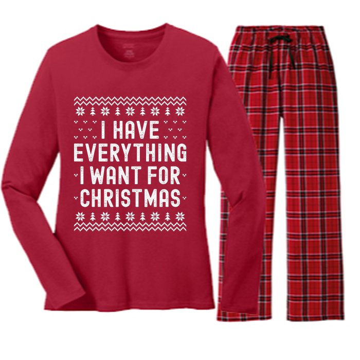 I Have Everything I Want For Christmas Its Me Im Everything Women's Long Sleeve Flannel Pajama Set 