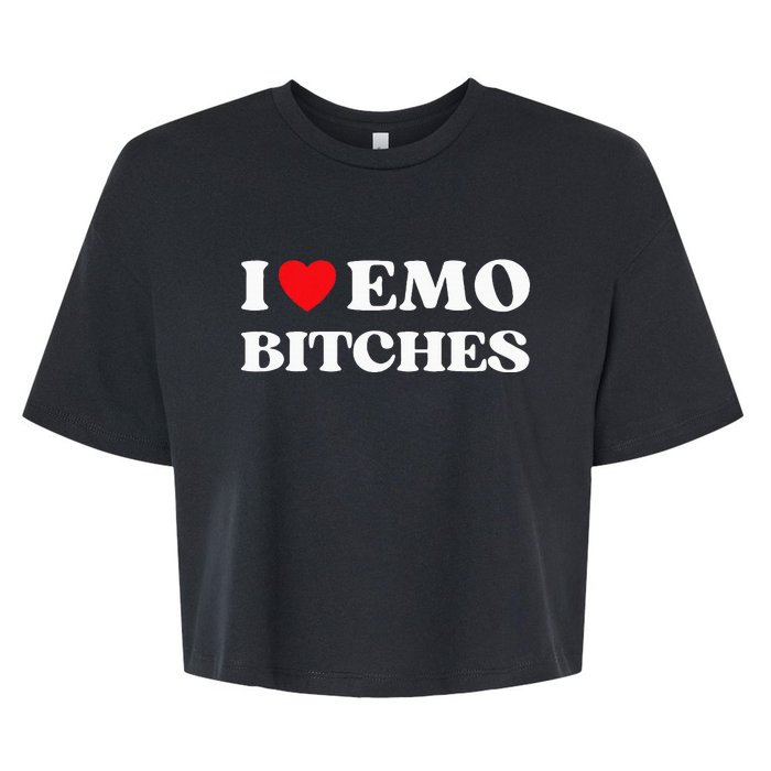 I Heart Emo Bitches Funny Quote Red Heart Emo Girl Style Bella+Canvas Jersey Crop Tee