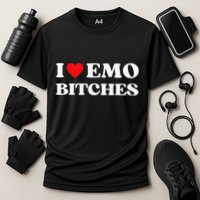 I Heart Emo Bitches Funny Quote Red Heart Emo Girl Style Performance Shirt
