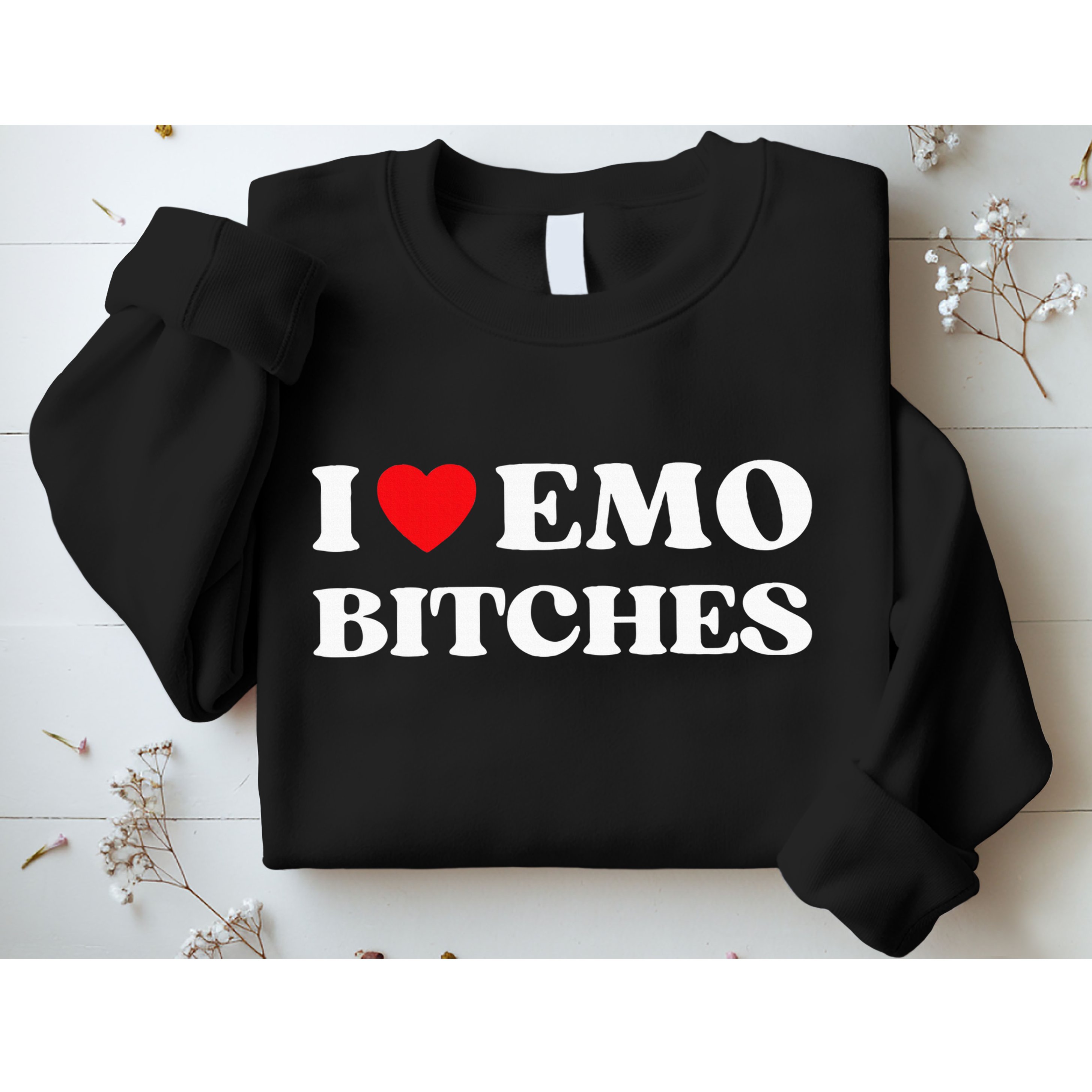 I Heart Emo Bitches Funny Quote Red Heart Emo Girl Style Sweatshirt