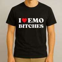 I Heart Emo Bitches Funny Quote Red Heart Emo Girl Style T-Shirt
