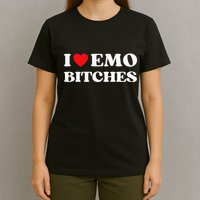 I Heart Emo Bitches Funny Quote Red Heart Emo Girl Style T-Shirt