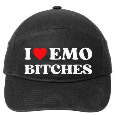 I Heart Emo Bitches Funny Quote Red Heart Emo Girl Style 7-Panel Snapback Hat