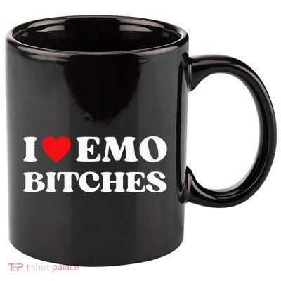 I Heart Emo Bitches Funny Quote Red Heart Emo Girl Style 11oz C Handle Ceramic Mug