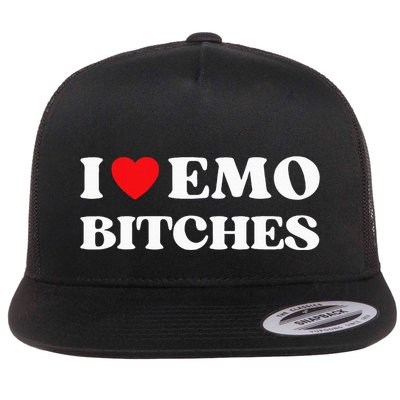I Heart Emo Bitches Funny Quote Red Heart Emo Girl Style Flatbill Hat