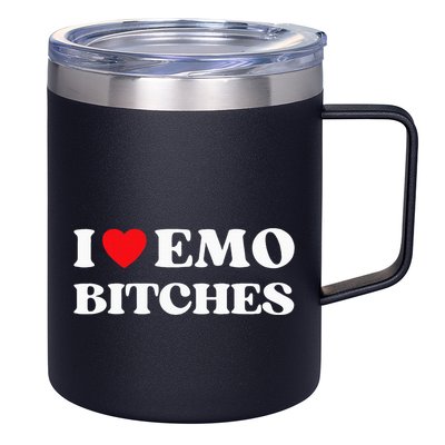 I Heart Emo Bitches Funny Quote Red Heart Emo Girl Style 12oz Stainless Steel Coffee Mug