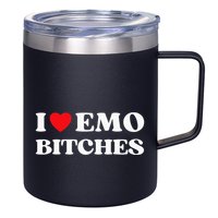 I Heart Emo Bitches Funny Quote Red Heart Emo Girl Style 12oz Stainless Steel Coffee Mug