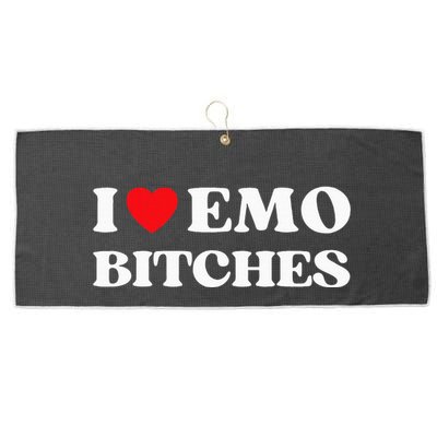 I Heart Emo Bitches Funny Quote Red Heart Emo Girl Style Large Microfiber Waffle Golf Towel