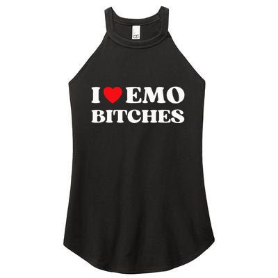I Heart Emo Bitches Funny Quote Red Heart Emo Girl Style Women's Perfect Tri Rocker Tank