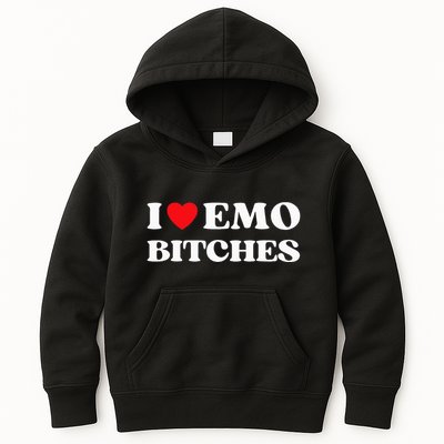 I Heart Emo Bitches Funny Quote Red Heart Emo Girl Style Kids Hoodie