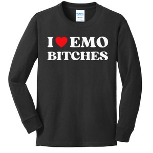 I Heart Emo Bitches Funny Quote Red Heart Emo Girl Style Kids Long Sleeve Shirt