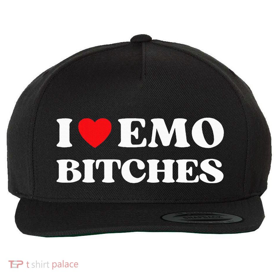 I Heart Emo Bitches Funny Quote Red Heart Emo Girl Style Wool Snapback Cap