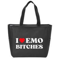 I Heart Emo Bitches Funny Quote Red Heart Emo Girl Style Zip Tote Bag