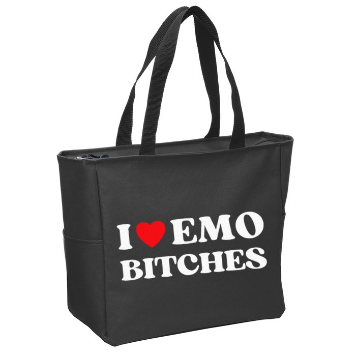 I Heart Emo Bitches Funny Quote Red Heart Emo Girl Style Zip Tote Bag