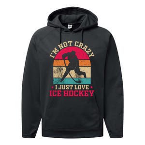 Ice Hockey Enthusiast Retro Style Performance Fleece Hoodie