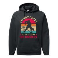 Ice Hockey Enthusiast Retro Style Performance Fleece Hoodie