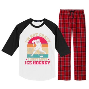 Ice Hockey Enthusiast Retro Style Raglan Sleeve Pajama Set