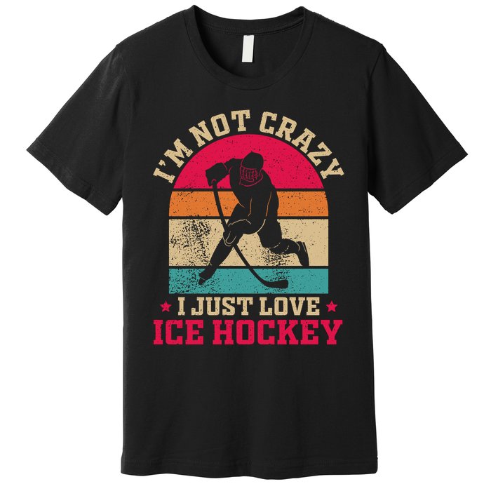 Ice Hockey Enthusiast Retro Style Premium T-Shirt