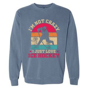 Ice Hockey Enthusiast Retro Style Garment-Dyed Sweatshirt