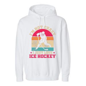 Ice Hockey Enthusiast Retro Style Garment-Dyed Fleece Hoodie