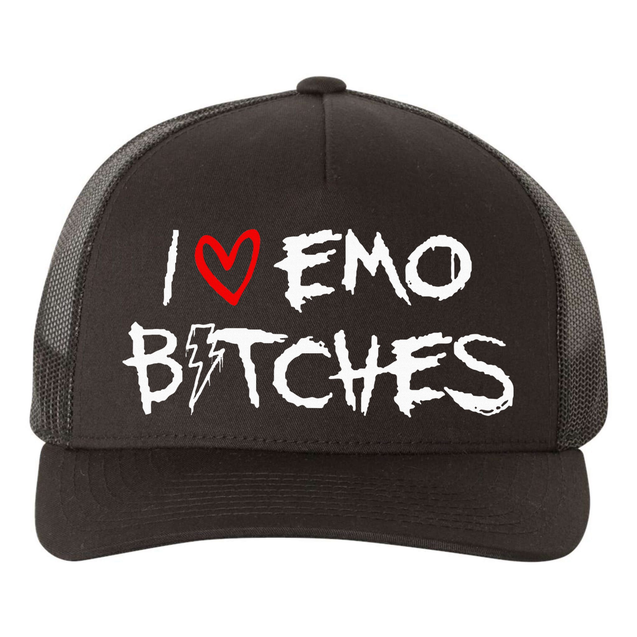 I Heart Emo Bitches Funny Quote Emo Music Girl Style Yupoong Adult 5-Panel Trucker Hat