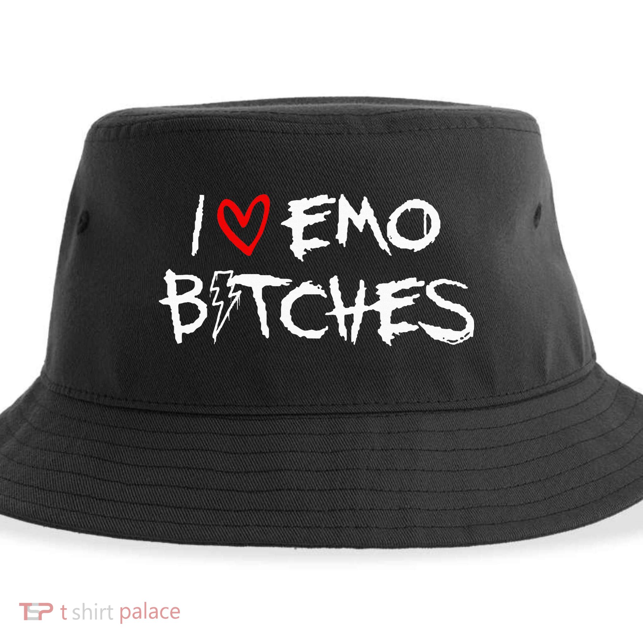 I Heart Emo Bitches Funny Quote Emo Music Girl Style Sustainable Bucket Hat