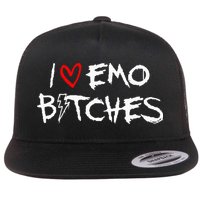 I Heart Emo Bitches Funny Quote Emo Music Girl Style Flat Bill Trucker Hat
