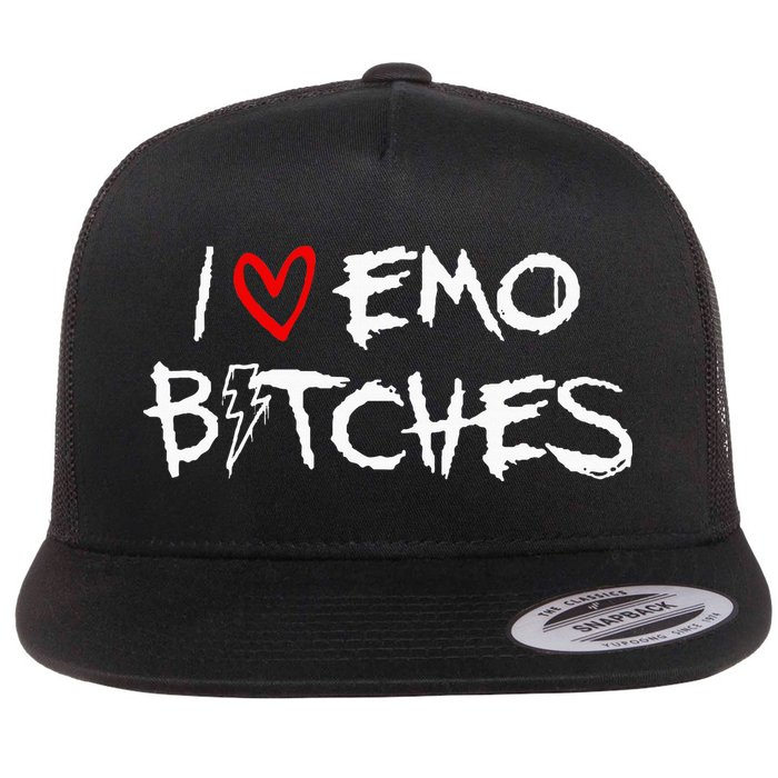 I Heart Emo Bitches Funny Quote Emo Music Girl Style Flat Bill Trucker Hat